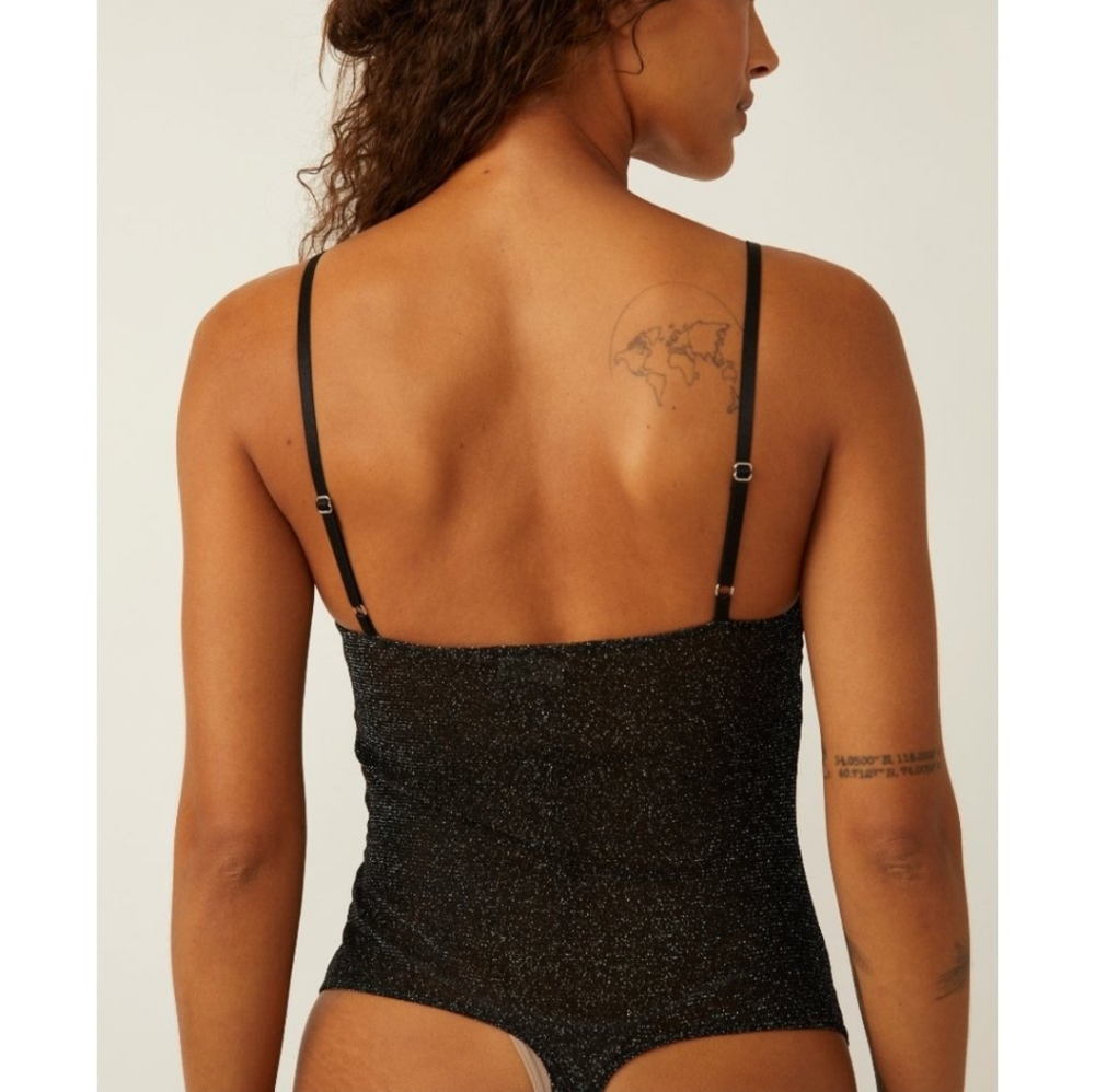Free People Black Shimmer Night Rhythm Sexy & Sultry Bodysuit!! - Picture 7 of 16
